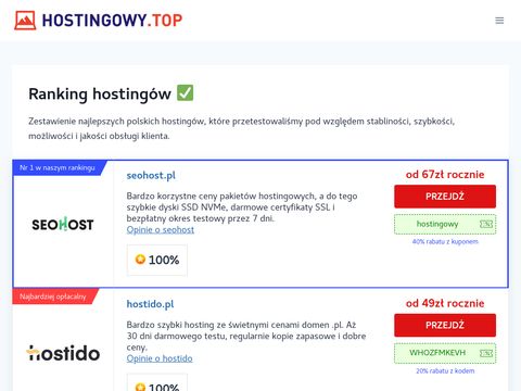 Hostingowy.top - ranking polskich hostingów