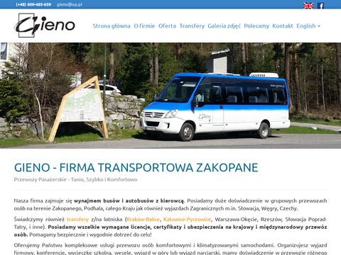 Gieno.pl transport, przewóz osób, busy Zakopane