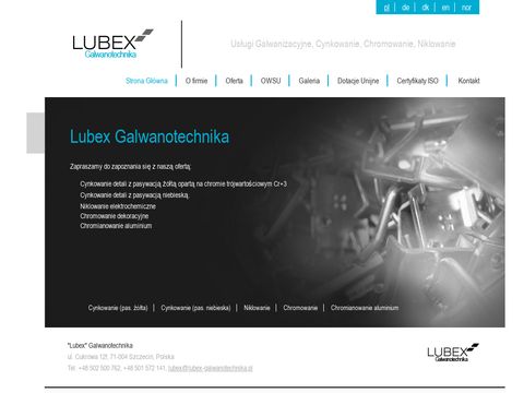 Lubex Galwanotechnika - Usługi Galwanizerskie