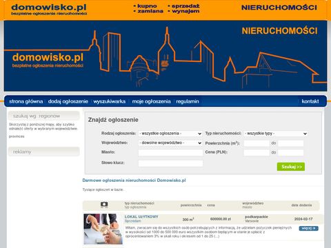 Domowisko.pl ogłoszenia nieruchomości