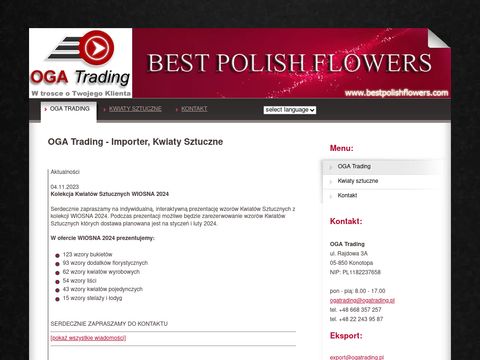 OGA Trading importer kwiaty sztuczne