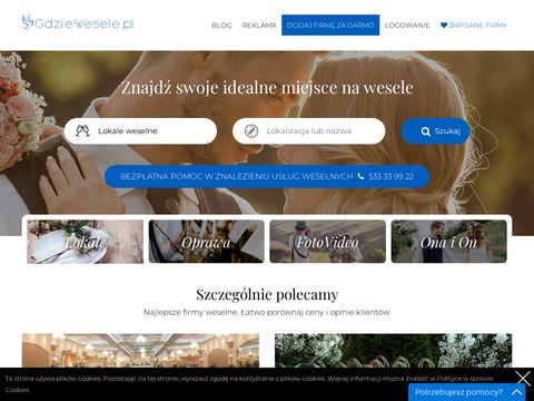Gdziewesele.pl domy weselne, sale, restauracje