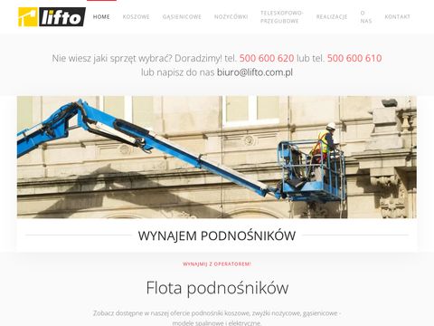 Lifto.com.pl wynajem podnośników Warszawa