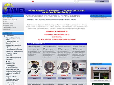 Alarmy samochodowe Tymex