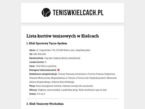 Teniswkielcach.pl - gdzie zagrać