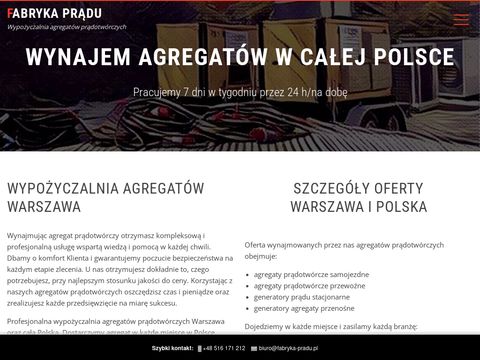 Fabryka-pradu.pl wynajem agregatów prądotwórczych