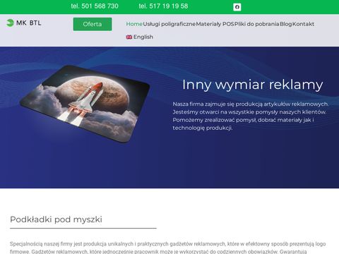 Mkbtl.pl - podkładka pod mysz reklamowa